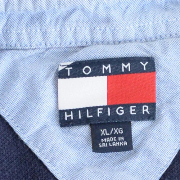 Vintage 90'S Tommy Hilfiger  Embroidered Navy & Red 100% Cotton Polo Golf Shirt - Picture 7 of 8